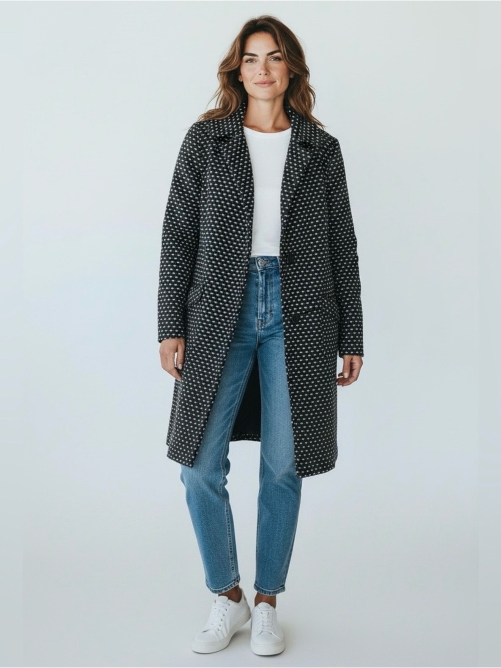 Hazel Textured Lined Double Breasted Coat // Black // Medium